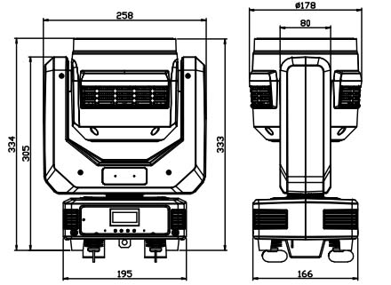 7x40W moving head wash zoom dimension